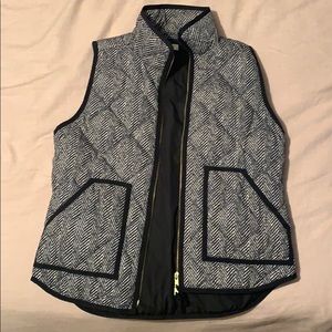 J. crew herringbone puffer vest with gold zipper